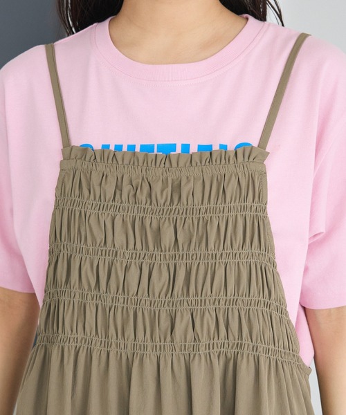 CRAFT STANDARD BOUTIQUE(クラフトスタンダードブティック)の「撥水 ギャザーデザインキャミワンピース(ワンピース・レディース・ブラック/ライトブラウン・FREE)」の9枚目の写真