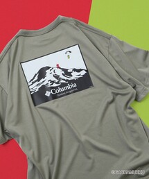 Columbia（コロンビア）の「限定展開 ガチャピン・ムック×Columbia×FREAK'S STORE 別注 インペリアルパーク  マウンテンモチーフ バックプリント  Tシャツ（Tシャツ/カットソー）」