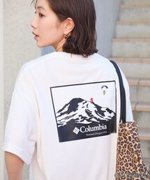 Columbia（コロンビア）の「限定展開 ガチャピン・ムック×Columbia×FREAK'S STORE 別注 インペリアルパーク  マウンテンモチーフ バックプリント  Tシャツ（Tシャツ/カットソー）」