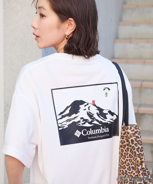 Columbia(コロンビア)の「限定展開 ガチャピン・ムック×Columbia×FREAK'S STORE 別注 インペリアルパーク マウンテンモチーフ バックプリント Tシャツ(Tシャツ/カットソー・メンズ・ホワイト/ブラック/ベージュ/チャコールグレー・X-LARGE/LARGE/MEDIUM/SMALL)」の2枚目の写真