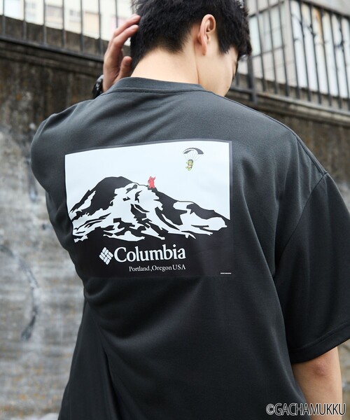Columbia(コロンビア)の「限定展開 ガチャピン・ムック×Columbia×FREAK'S STORE 別注 インペリアルパーク マウンテンモチーフ バックプリント Tシャツ(Tシャツ/カットソー・メンズ・ホワイト/ブラック/ベージュ/チャコールグレー・X-LARGE/LARGE/MEDIUM/SMALL)」の1枚目の写真