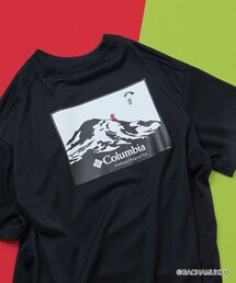 Columbia（コロンビア）の「限定展開 ガチャピン・ムック×Columbia×FREAK'S STORE 別注 インペリアルパーク  マウンテンモチーフ バックプリント  Tシャツ（Tシャツ/カットソー）」