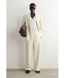 テーラードリネンブレンドストレートレッグパンツ