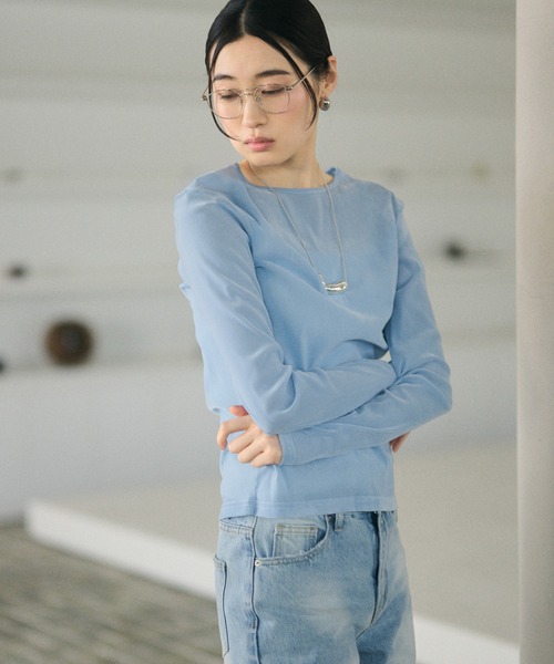 LAULEN(ローレン)の「open back v lace tops /オープンバックVレーストップス(Tシャツ/カットソー・レディース・ピンク/アイボリー/ブラック/グレイッシュベージュ/ブルー/グレー・FREE)」の8枚目の写真