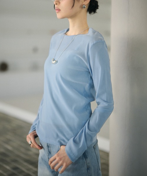 LAULEN(ローレン)の「open back v lace tops /オープンバックVレーストップス(Tシャツ/カットソー・レディース・ピンク/アイボリー/ブラック/グレイッシュベージュ/ブルー/グレー・FREE)」の9枚目の写真