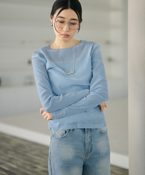 LAULEN(ローレン)の「open back v lace tops /オープンバックVレーストップス(Tシャツ/カットソー・レディース・ピンク/アイボリー/ブラック/グレイッシュベージュ/ブルー/グレー・FREE)」の11枚目の写真