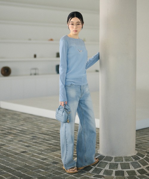 LAULEN(ローレン)の「open back v lace tops /オープンバックVレーストップス(Tシャツ/カットソー・レディース・ピンク/アイボリー/ブラック/グレイッシュベージュ/ブルー/グレー・FREE)」の13枚目の写真
