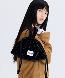 DOT VELVET STRING PUFFY BAG VELVET BLACK