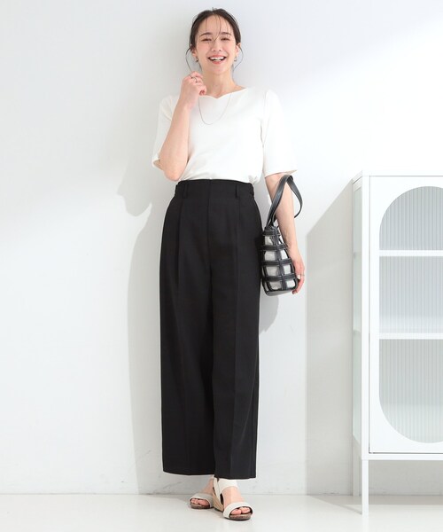 SHOO・LA・RUE(シューラルー)の「【2点セット/S-LL】迷わず着られる 麻調ビスチェ+ワイドパンツセット(セットアップ・レディース・ダークブラウン/ブラック/ライトベージュ・01/02/03/04)」の6枚目の写真