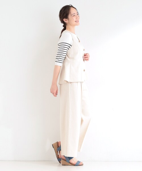SHOO・LA・RUE(シューラルー)の「【2点セット/S-LL】迷わず着られる 麻調ビスチェ+ワイドパンツセット(セットアップ・レディース・ダークブラウン/ブラック/ライトベージュ・01/02/03/04)」の12枚目の写真