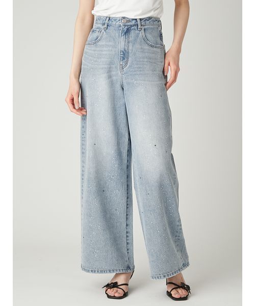 FRAY I.D(フレイアイディー)の「ラインストーンセミワイドストレートデニムパンツ(デニムパンツ・レディース・ブラック/ライトブルー・0/1)」の20枚目の写真