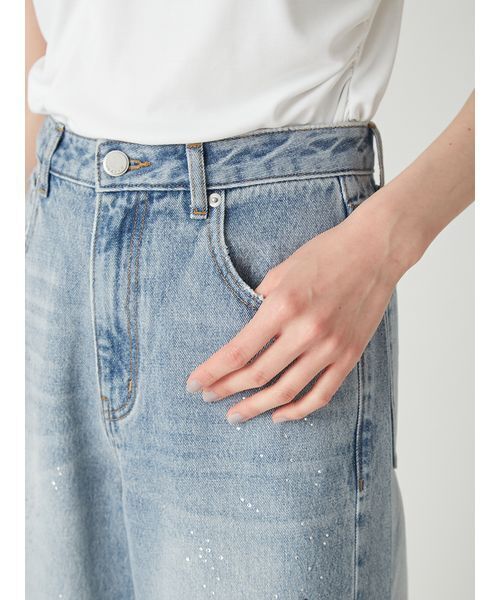 FRAY I.D(フレイアイディー)の「ラインストーンセミワイドストレートデニムパンツ(デニムパンツ・レディース・ブラック/ライトブルー・0/1)」の16枚目の写真