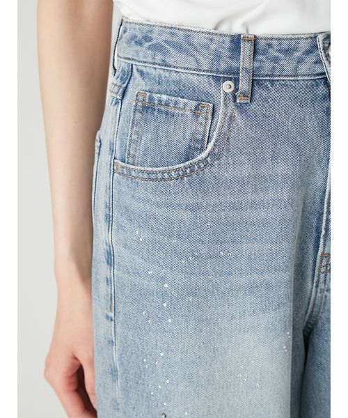 FRAY I.D(フレイアイディー)の「ラインストーンセミワイドストレートデニムパンツ(デニムパンツ・レディース・ブラック/ライトブルー・0/1)」の15枚目の写真