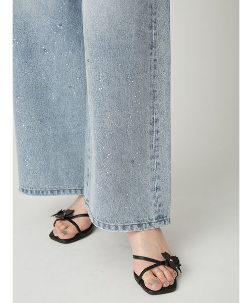 FRAY I.D(フレイアイディー)の「ラインストーンセミワイドストレートデニムパンツ(デニムパンツ・レディース・ブラック/ライトブルー・0/1)」の13枚目の写真