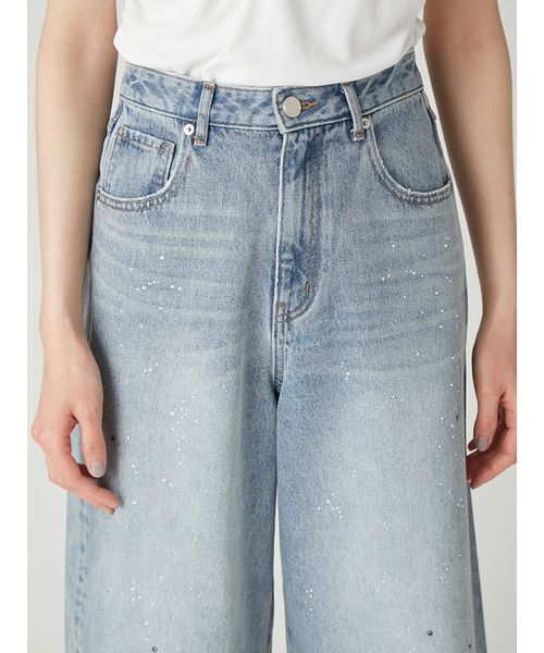 FRAY I.D（フレイアイディー）の「ラインストーンセミワイドストレートデニムパンツ（デニムパンツ・レディース・ブラック/ライトブルー・0/1）」の22枚目の写真