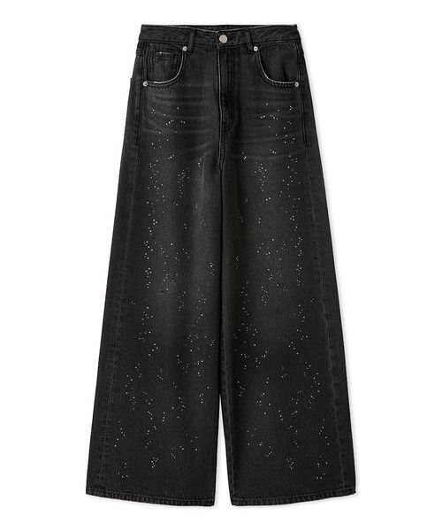 FRAY I.D(フレイアイディー)の「ラインストーンセミワイドストレートデニムパンツ(デニムパンツ・レディース・ブラック/ライトブルー・0/1)」の4枚目の写真