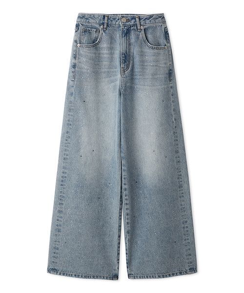 FRAY I.D(フレイアイディー)の「ラインストーンセミワイドストレートデニムパンツ(デニムパンツ・レディース・ブラック/ライトブルー・0/1)」の3枚目の写真