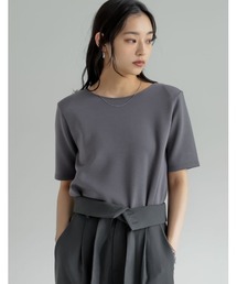 [UVカット最大99.9％][接触冷感][シワになりにくい][2026 SUMMER COLLECTION]マシュマロポンチ肩パッド付きクルーネックトップス