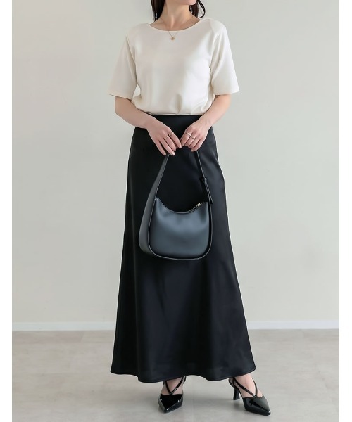 Re:EDIT（リエディ）の「[UVカット最大99.9％][接触冷感][シワになりにくい][2026 SUMMER COLLECTION]マシュマロポンチ肩パッド付きクルーネックトップス（Tシャツ/カットソー・レディース・レッド/杢グレー/オフホワイト/ブラック・LARGE/MEDIUM）」の16枚目の写真