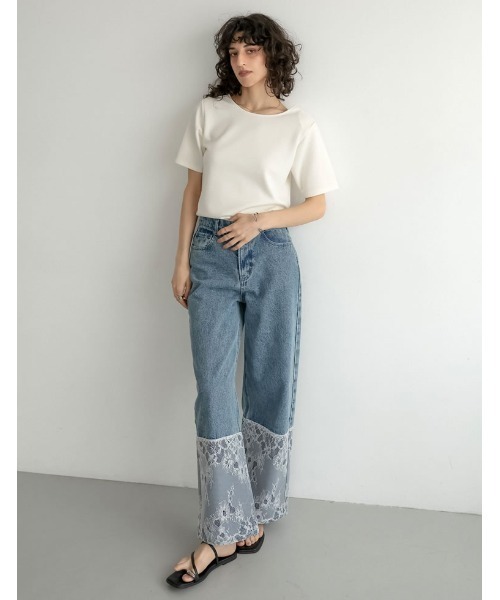Re:EDIT（リエディ）の「[UVカット最大99.9％][接触冷感][シワになりにくい][2026 SUMMER COLLECTION]マシュマロポンチ肩パッド付きクルーネックトップス（Tシャツ/カットソー・レディース・レッド/杢グレー/オフホワイト/ブラック・LARGE/MEDIUM）」の11枚目の写真