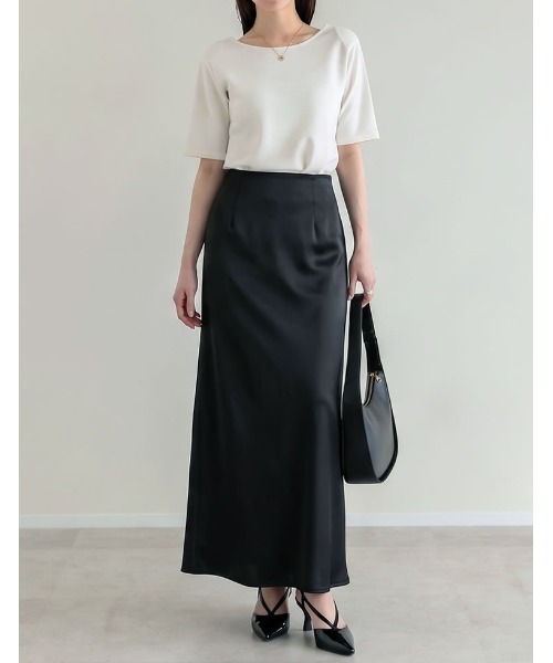 Re:EDIT（リエディ）の「[UVカット最大99.9％][接触冷感][シワになりにくい][2026 SUMMER COLLECTION]マシュマロポンチ肩パッド付きクルーネックトップス（Tシャツ/カットソー・レディース・レッド/杢グレー/オフホワイト/ブラック・LARGE/MEDIUM）」の13枚目の写真