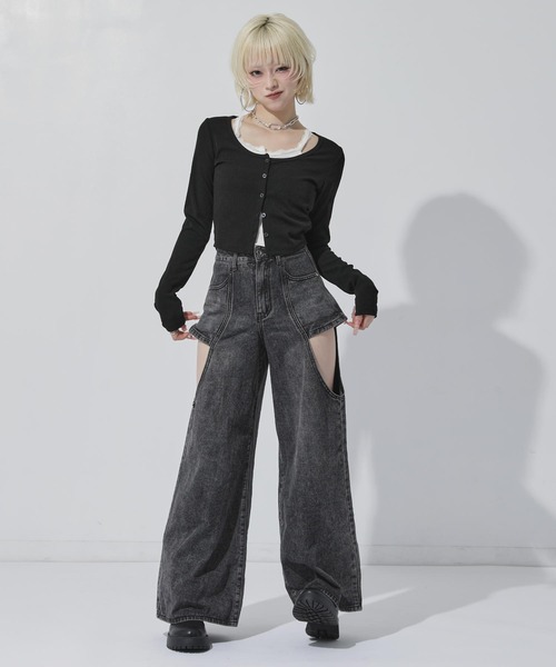 ANAP(アナップ)の「レイヤード風 デニムパンツ(デニムパンツ・レディース・ブルー/ブラック・M/S)」の7枚目の写真