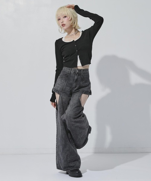 ANAP(アナップ)の「レイヤード風 デニムパンツ(デニムパンツ・レディース・ブルー/ブラック・M/S)」の22枚目の写真