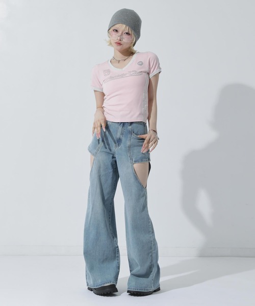 ANAP(アナップ)の「レイヤード風 デニムパンツ(デニムパンツ・レディース・ブルー/ブラック・M/S)」の17枚目の写真