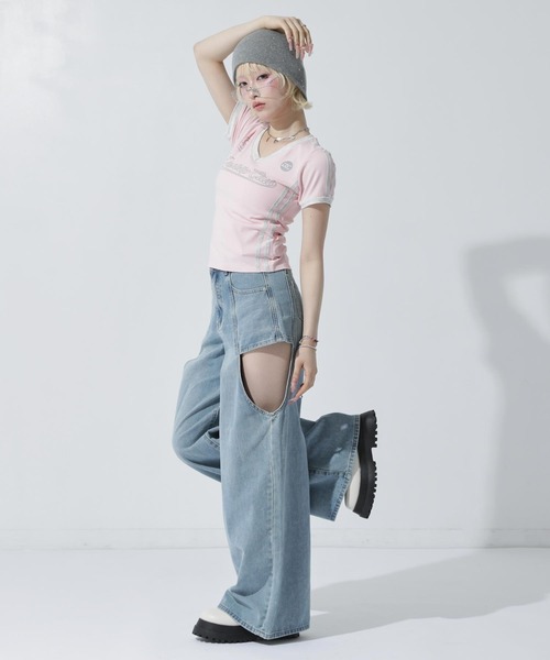 ANAP(アナップ)の「レイヤード風 デニムパンツ(デニムパンツ・レディース・ブルー/ブラック・M/S)」の18枚目の写真
