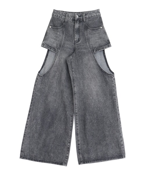 ANAP(アナップ)の「レイヤード風 デニムパンツ(デニムパンツ・レディース・ブルー/ブラック・M/S)」の8枚目の写真