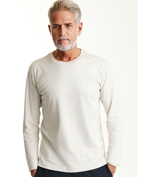 1 piu 1 uguale 3(ウノピゥウノウグァーレトレ)の「L/S CREW-NECK(Tシャツ/カットソー・メンズ・ブラック/グレー/キナリ/ホワイト・LARGE)」の2枚目の写真