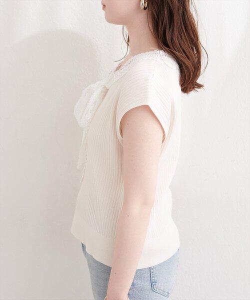 natural couture(ナチュラルクチュール)の「レースタイノースリニット(ニット/セーター・レディース・ライトベージュ/ブラック/アイボリー・FREE)」の9枚目の写真