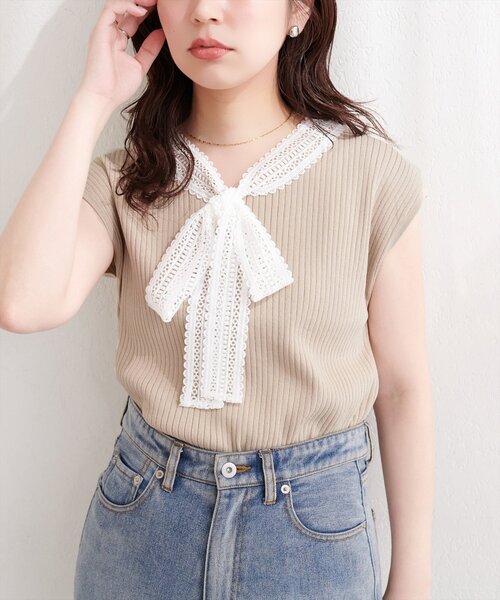 natural couture(ナチュラルクチュール)の「レースタイノースリニット(ニット/セーター・レディース・ライトベージュ/ブラック/アイボリー・FREE)」の20枚目の写真