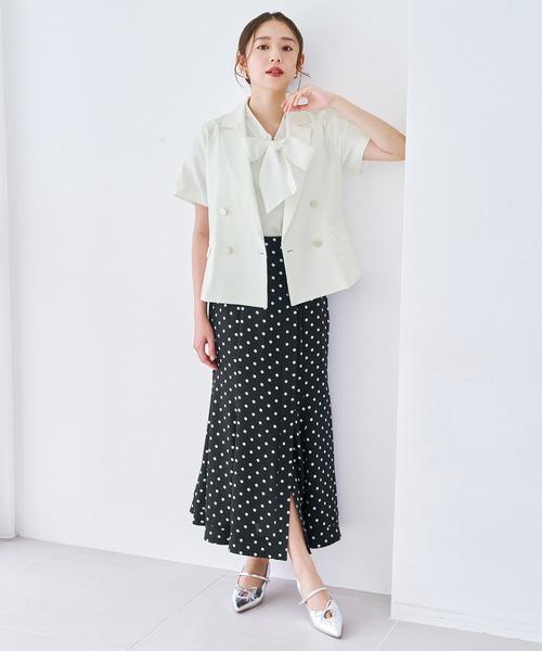 MISCH MASCH（ミッシュマッシュ）の「2026春夏新作 ハーフスリーブジャケット（テーラードジャケット・レディース・ホワイト/ブラック・ﾌﾘ-）」の16枚目の写真