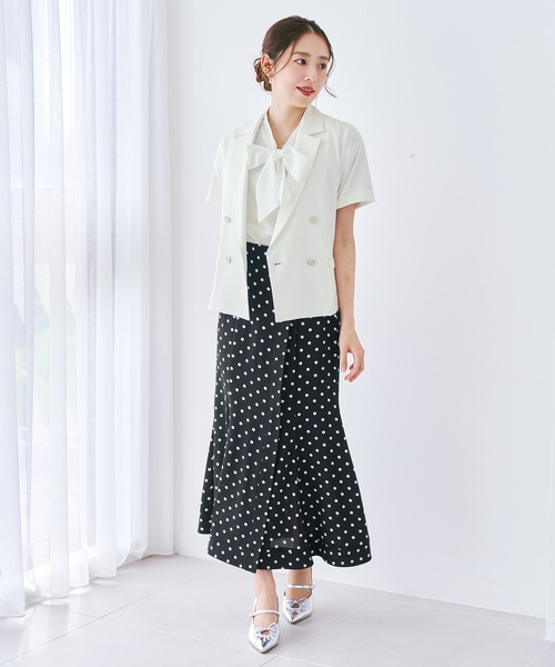 MISCH MASCH（ミッシュマッシュ）の「2026春夏新作 ハーフスリーブジャケット（テーラードジャケット・レディース・ホワイト/ブラック・ﾌﾘ-）」の18枚目の写真