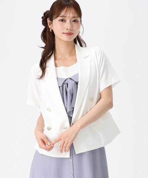 MISCH MASCH（ミッシュマッシュ）の「2026春夏新作 ハーフスリーブジャケット（テーラードジャケット・レディース・ホワイト/ブラック・ﾌﾘ-）」の19枚目の写真