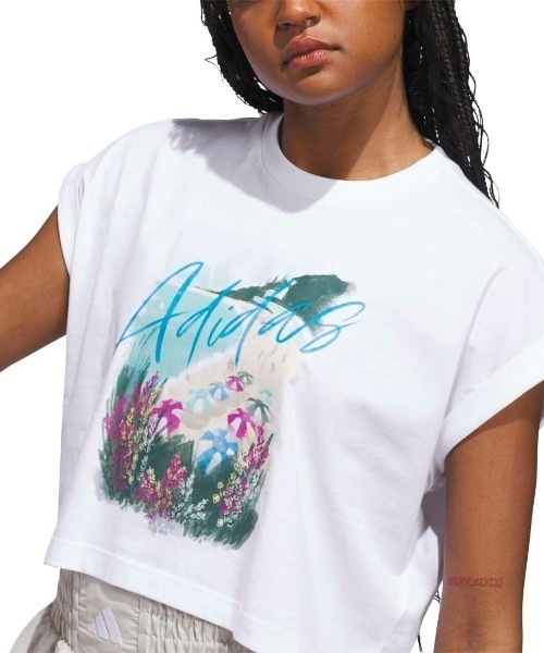 adidas（アディダス）の「アディダス adidas サマー ロマンス グラフィック Tシャツ（Tシャツ/カットソー・レディース・グリーン/ホワイト・S/M/L）」の9枚目の写真