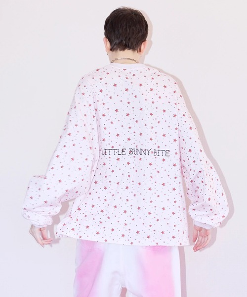 Little sunny bite（リトルサニーバイト）の「littlesunnybite/リトルサニーバイト/hello kitty x little sunny bite star print long tee（Tシャツ/カットソー・レディース・ブラック/ホワイト/ピンク・M/S）」の15枚目の写真