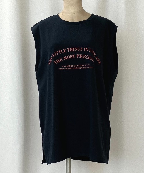 Q(キュー)の「プリントロゴトップス(Tシャツ/カットソー・レディース・オフホワイト/ネイビー・MEDIUM)」の8枚目の写真