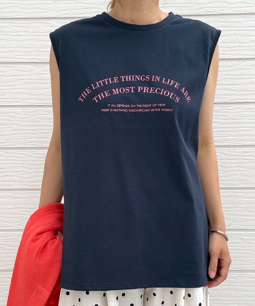Q(キュー)の「プリントロゴトップス(Tシャツ/カットソー・レディース・オフホワイト/ネイビー・MEDIUM)」の20枚目の写真