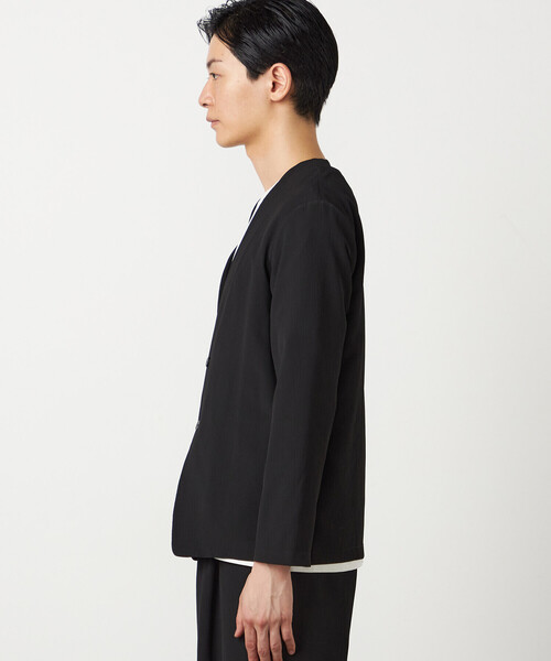 COMME CA ISM(コムサイズム)の「【セットアップ対応】楊柳ポリエステル ノーカラージャケット(ノーカラージャケット・メンズ・チャコール/ブラック・LARGE/MEDIUM/SMALL)」の10枚目の写真