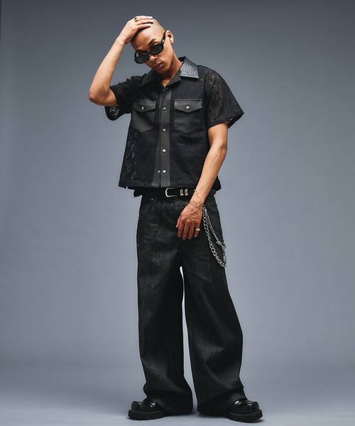 ANDER HUNK(アンダーハンク)の「Combination Open colour Lace Shirts/コンビネーションオープンカラーレースシャツ(シャツ/ブラウス・メンズ・ブラック・SMALL/LARGE/MEDIUM)」の14枚目の写真