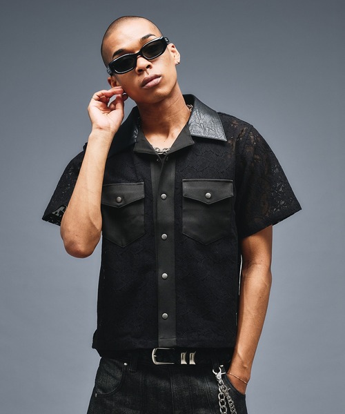 ANDER HUNK(アンダーハンク)の「Combination Open colour Lace Shirts/コンビネーションオープンカラーレースシャツ(シャツ/ブラウス・メンズ・ブラック・SMALL/LARGE/MEDIUM)」の7枚目の写真