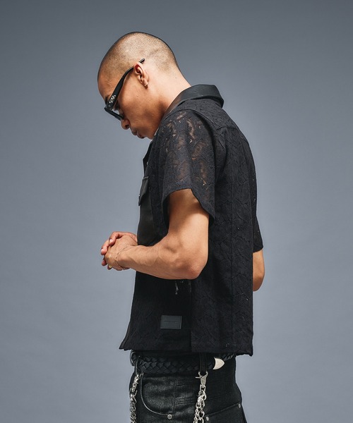 ANDER HUNK(アンダーハンク)の「Combination Open colour Lace Shirts/コンビネーションオープンカラーレースシャツ(シャツ/ブラウス・メンズ・ブラック・SMALL/LARGE/MEDIUM)」の5枚目の写真