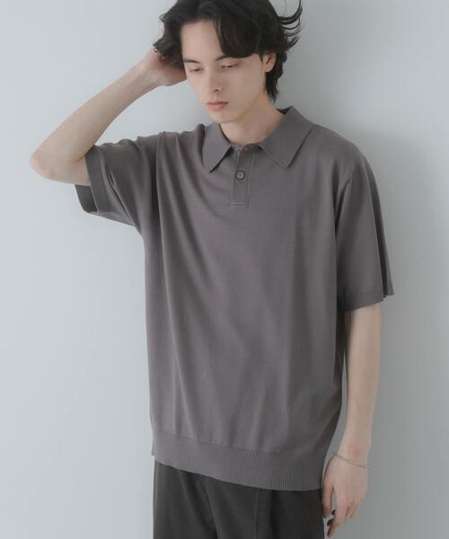 SENSE OF PLACE by URBAN RESEARCH(センスオブプレイスバイアーバンリサーチ)の「『洗濯可』ストレッチニットポロショートスリーブTシャツ(ニット/セーター・メンズ・グリーン/イエロー/ブラック/ダークグレー・MEDIUM/LARGE)」の3枚目の写真