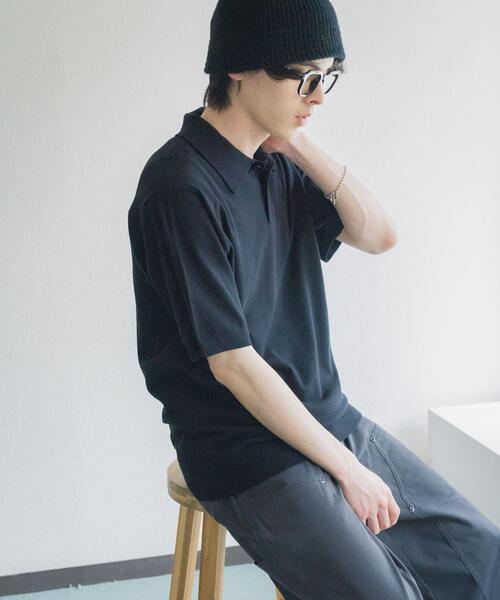 SENSE OF PLACE by URBAN RESEARCH(センスオブプレイスバイアーバンリサーチ)の「『洗濯可』ストレッチニットポロショートスリーブTシャツ(ニット/セーター・メンズ・グリーン/イエロー/ブラック/ダークグレー・MEDIUM/LARGE)」の9枚目の写真
