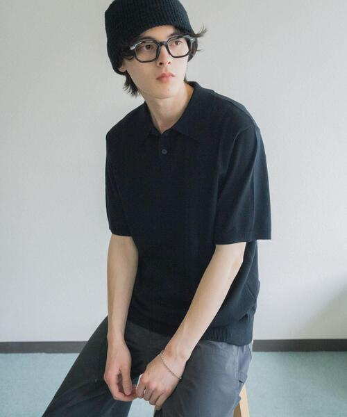SENSE OF PLACE by URBAN RESEARCH(センスオブプレイスバイアーバンリサーチ)の「『洗濯可』ストレッチニットポロショートスリーブTシャツ(ニット/セーター・メンズ・グリーン/イエロー/ブラック/ダークグレー・MEDIUM/LARGE)」の8枚目の写真