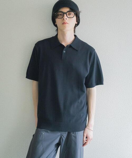 SENSE OF PLACE by URBAN RESEARCH(センスオブプレイスバイアーバンリサーチ)の「『洗濯可』ストレッチニットポロショートスリーブTシャツ(ニット/セーター・メンズ・グリーン/イエロー/ブラック/ダークグレー・MEDIUM/LARGE)」の7枚目の写真