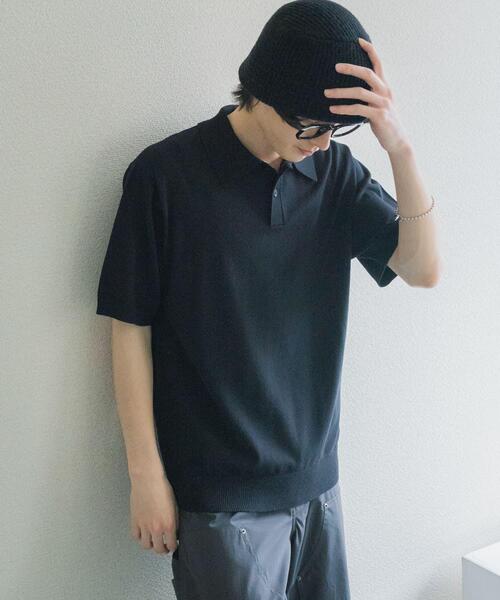 SENSE OF PLACE by URBAN RESEARCH(センスオブプレイスバイアーバンリサーチ)の「『洗濯可』ストレッチニットポロショートスリーブTシャツ(ニット/セーター・メンズ・グリーン/イエロー/ブラック/ダークグレー・MEDIUM/LARGE)」の6枚目の写真