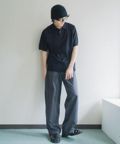 SENSE OF PLACE by URBAN RESEARCH(センスオブプレイスバイアーバンリサーチ)の「『洗濯可』ストレッチニットポロショートスリーブTシャツ(ニット/セーター・メンズ・グリーン/イエロー/ブラック/ダークグレー・MEDIUM/LARGE)」の5枚目の写真